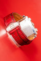 Bespoke Watch Strap in Flame Red Ombre Crocodile