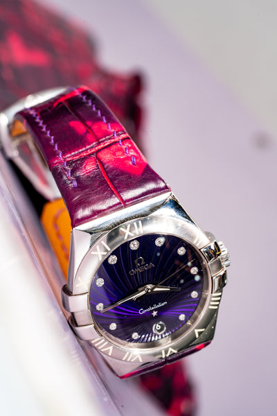 Bespoke Watch Strap in Tie Dye Red Crocodile