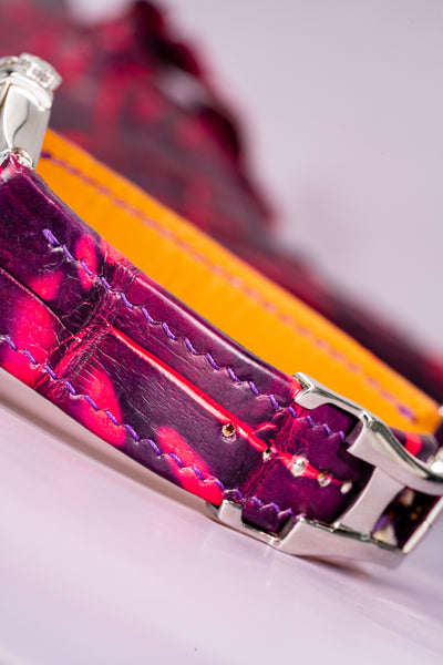 Bespoke Watch Strap in Tie Dye Red Crocodile