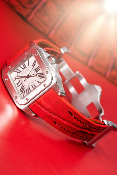Bespoke Watch Strap in Red Himalayan Crocodile