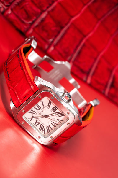 Bespoke Watch Strap in Red Himalayan Crocodile