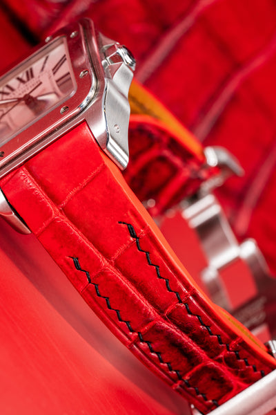 Bespoke Watch Strap in Red Himalayan Crocodile