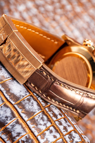 Bespoke Watch Strap in Rosegold Alligator