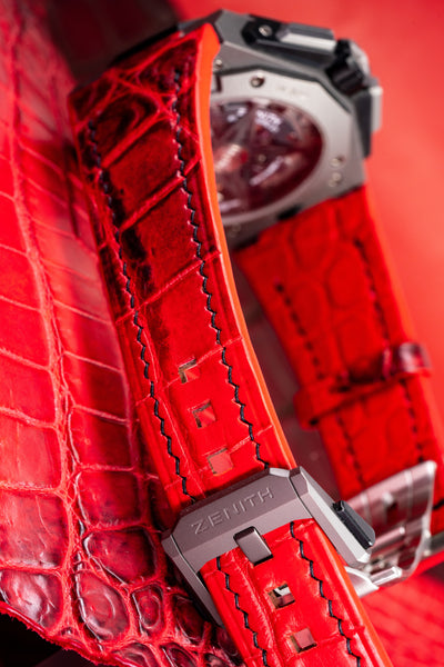Bespoke Watch Strap in Red Hiamalayan Crocodile