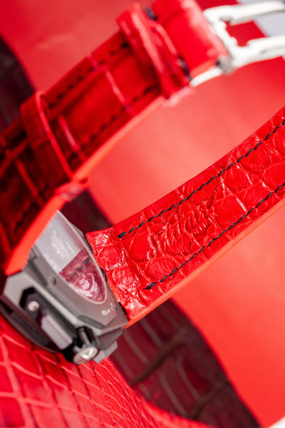 Bespoke Watch Strap in Red Hiamalayan Crocodile