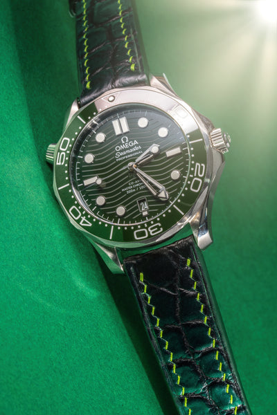 Bespoke Watch Strap in Ombre Green Crocodile
