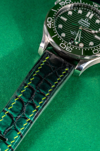 Bespoke Watch Strap in Ombre Green Crocodile