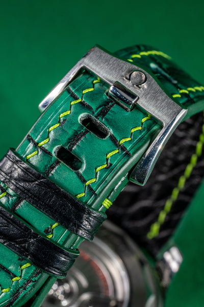 Bespoke Watch Strap in Ombre Green Crocodile