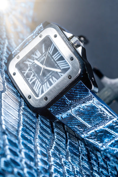 Bespoke Watch Strap in Denim Crocodile