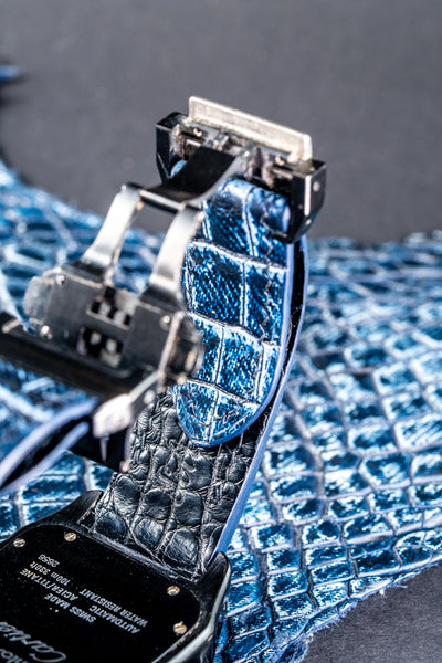 Bespoke Watch Strap in Denim Crocodile