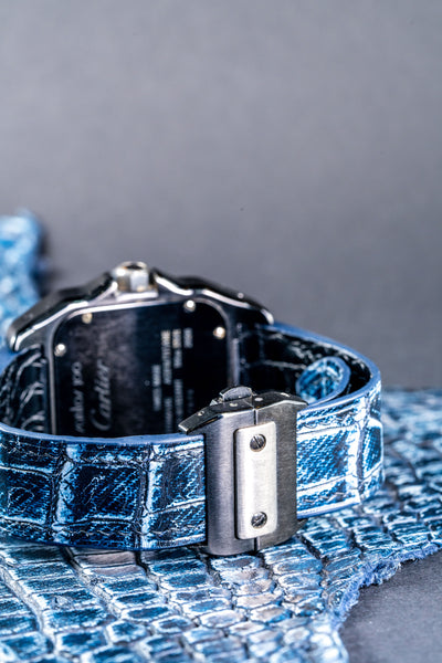 Bespoke Watch Strap in Denim Crocodile