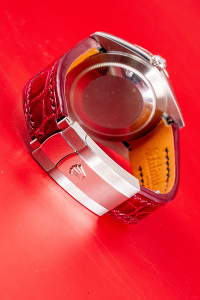 Bespoke Watch Strap in Ferrari Red Crocodile
