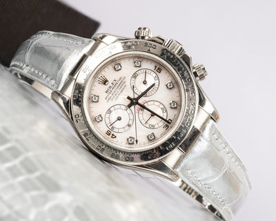 Bespoke Watch Strap in Metallic Silver Alligator