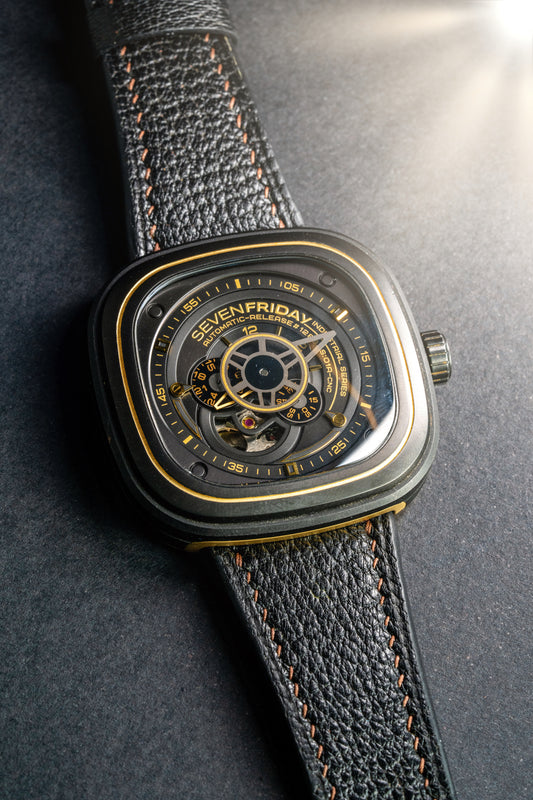 Bespoke Watch Strap in Black Chevre