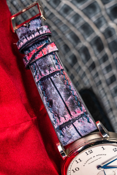 Bespoke Watch Strap in Multi Purple Galaxy Crocodile