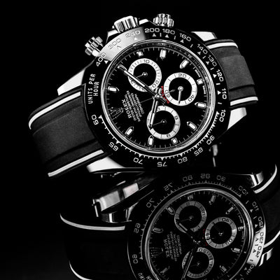 Solitaire Rubber straps in Zebra Black for Rolex Daytona Godzilla 116500LN