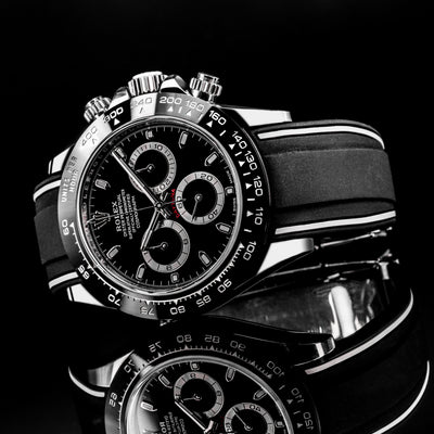 Solitaire Rubber straps in Zebra Black for Rolex Daytona Godzilla 116500LN