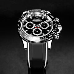 Solitaire Rubber straps in Zebra Black for Rolex Daytona