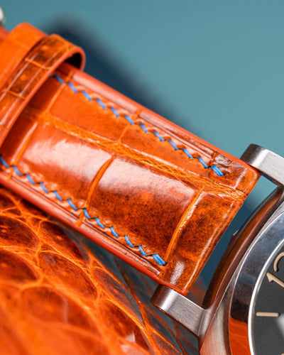 Bespoke Watch Strap in Orange Himalayan Crocodile