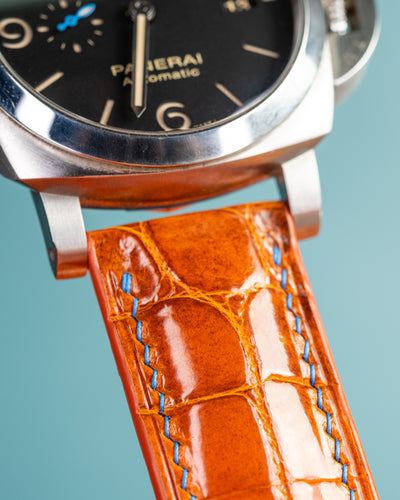 Bespoke Watch Strap in Orange Himalayan Crocodile