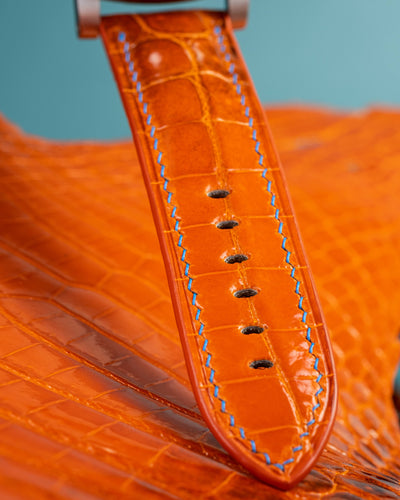 Bespoke Watch Strap in Orange Himalayan Crocodile
