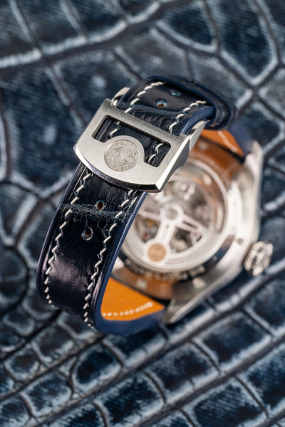 Bespoke Watch Strap in Navy Blue Crocodile
