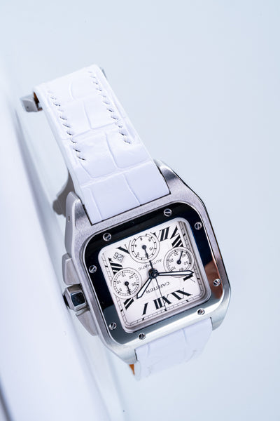 Bespoke Watch Strap in Snowy White Crocodile