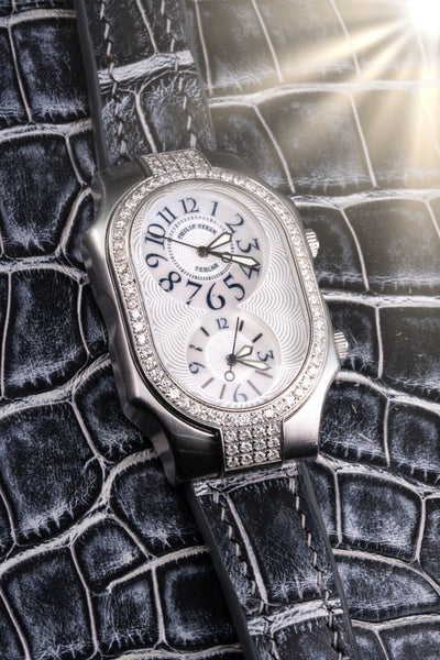 Bespoke Watch Strap in Black Silver Alligator