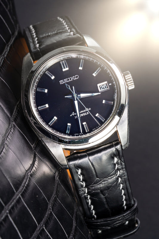 Bespoke Watch Strap in Black Crocodile