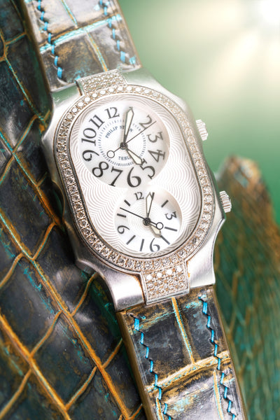Bespoke Watch Strap in Gold Turquoise Crocodile