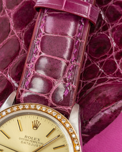 Bespoke Watch Strap in Purple Himalayan Crocodile