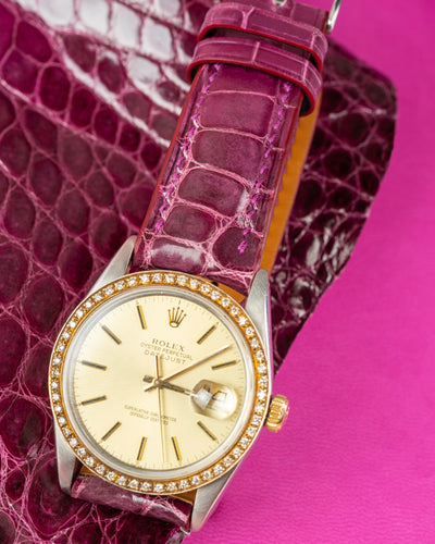 Bespoke Watch Strap in Purple Himalayan Crocodile