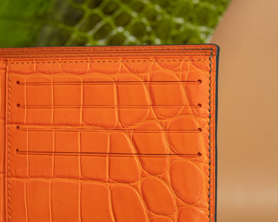 Bespoke Bifold Wallet in Juniper Green Alligator