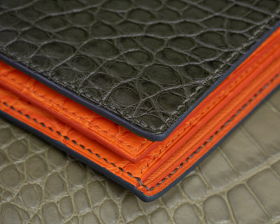 Bespoke Bifold Wallet in Juniper Green Alligator
