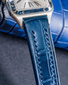 Bespoke Watch Strap in Peacock Blue Crocodile