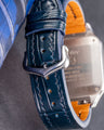 Bespoke Watch Strap in Peacock Blue Crocodile