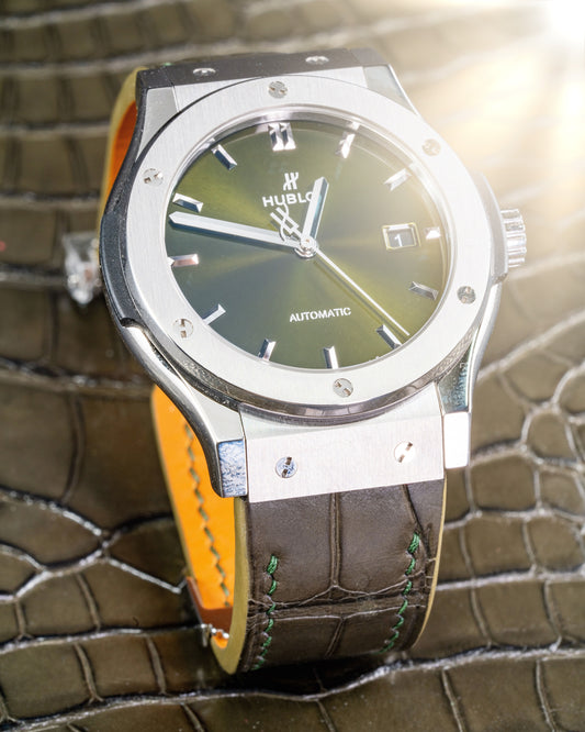 Bespoke Watch Strap in Juniper Green Alligator