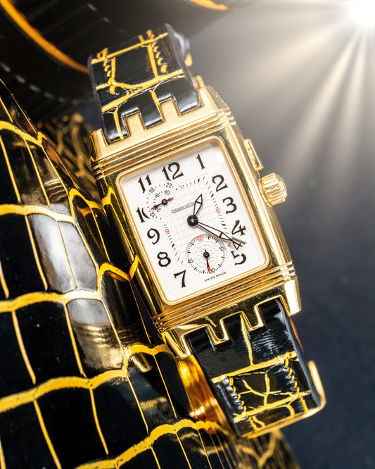 Bespoke Watch Strap In Gold Black Alligator
