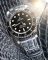 Bespoke Watch Strap in Black Silver Alligator
