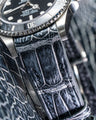 Bespoke Watch Strap in Black Silver Alligator