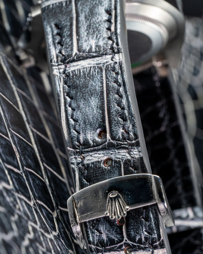 Bespoke Watch Strap in Black Silver Alligator
