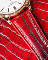 Bespoke Watch Strap in Flame Red Ombre Crocodile