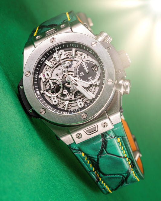 Bespoke Watch Strap in Ombre Green Crocodile