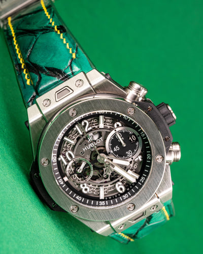Bespoke Watch Strap in Ombre Green Crocodile