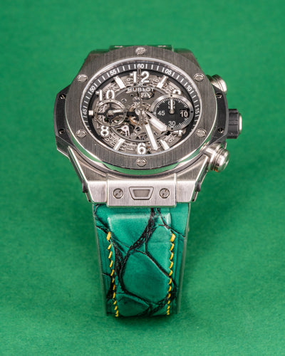Bespoke Watch Strap in Ombre Green Crocodile