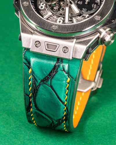 Bespoke Watch Strap in Ombre Green Crocodile