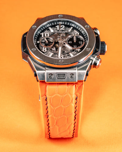 Bespoke Watch Strap in Volcanic Orange Alligator