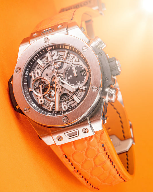 Bespoke Watch Strap in Volcanic Orange Alligator