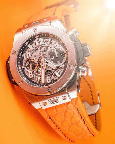 Bespoke Watch Strap in Volcanic Orange Alligator