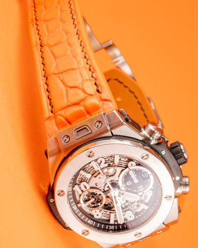 Bespoke Watch Strap in Volcanic Orange Alligator